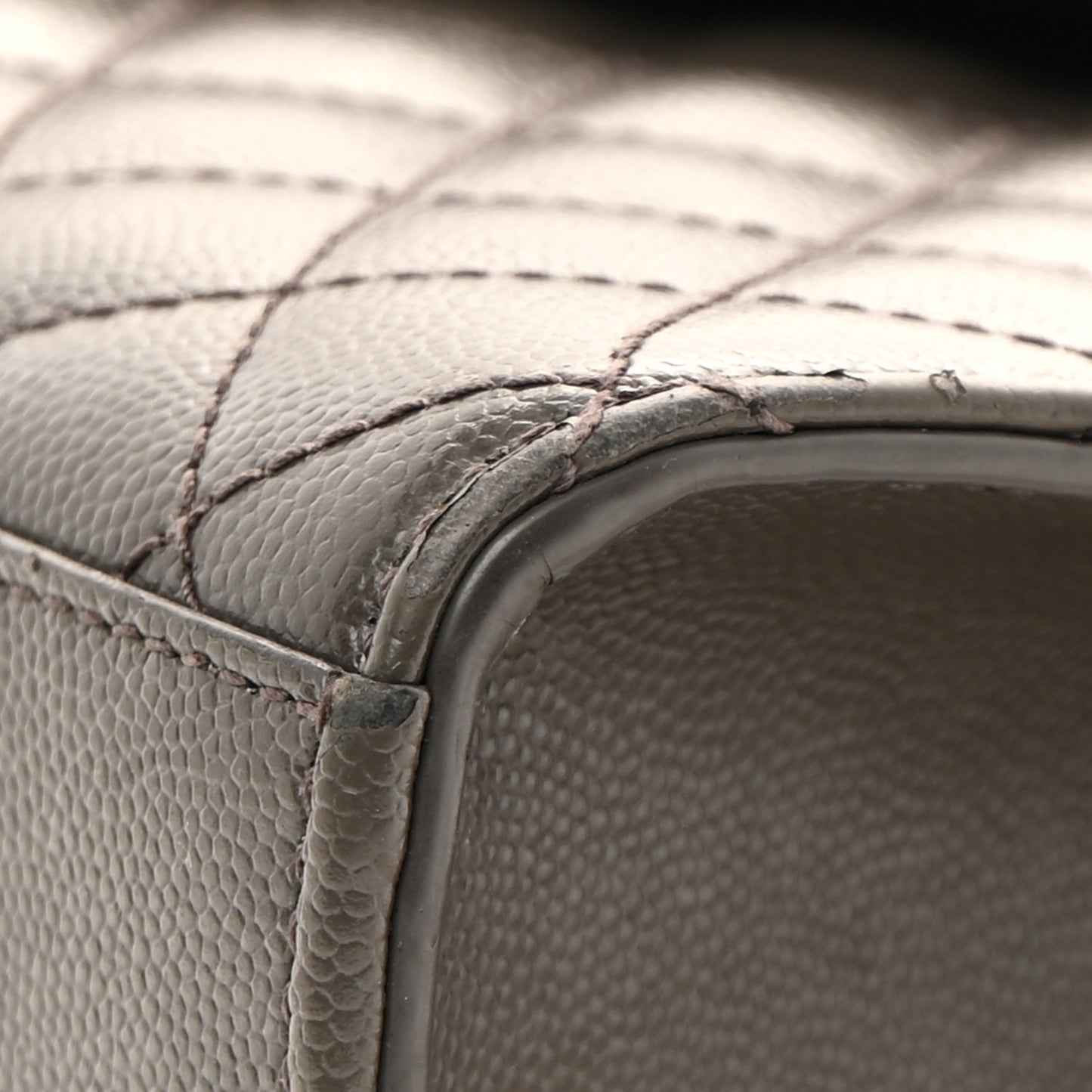 Grain De Poudre Textured Mixed Matelasse Medium Triquilt Monogram Satchel Fog
