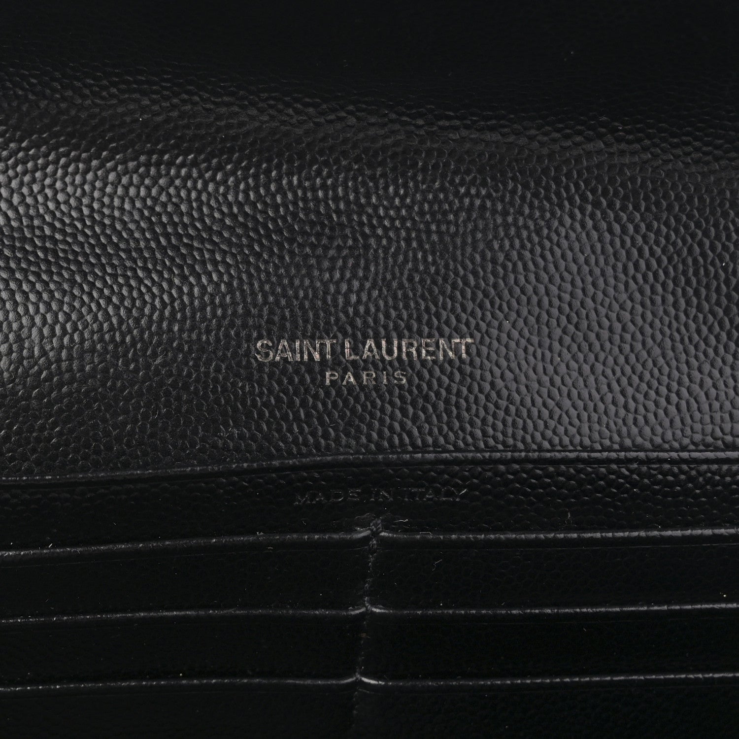 Saint Laurent Grain De Poudre Matelasse Chevron Monogram Flap Wallet Black 8 of 8