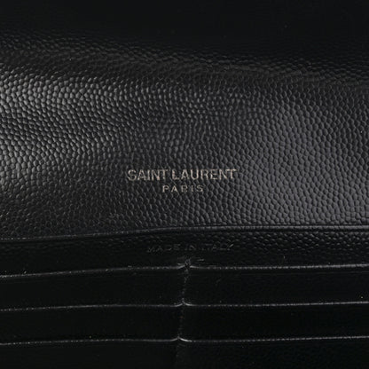 Saint Laurent Grain De Poudre Matelasse Chevron Monogram Flap Wallet Black 8 of 8