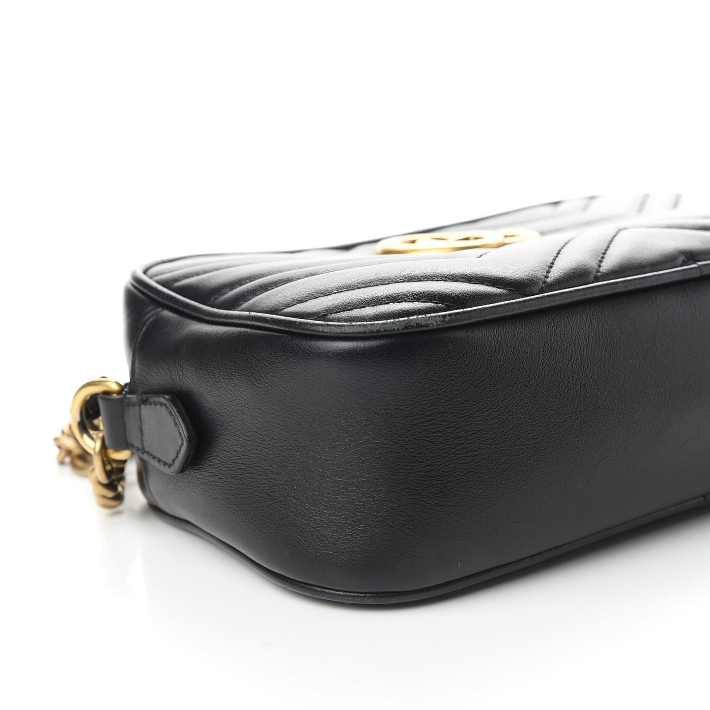 Calfskin Matelasse Small GG Marmont Chain Shoulder Bag Black