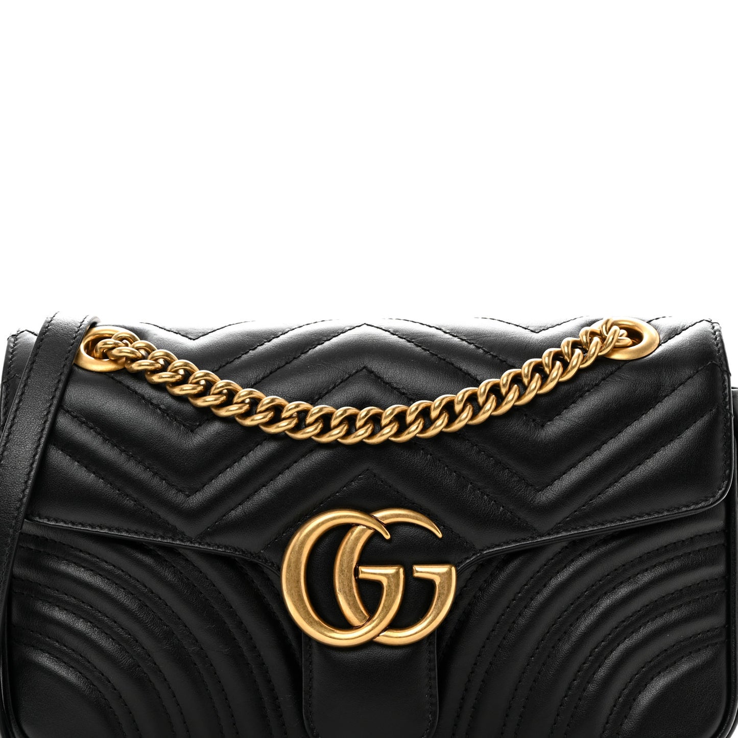 Calfskin Matelasse Small GG Marmont Shoulder Bag Black