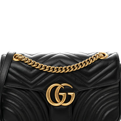 Gucci Calfskin Matelasse Small GG Marmont Shoulder Bag Black 8 of 10