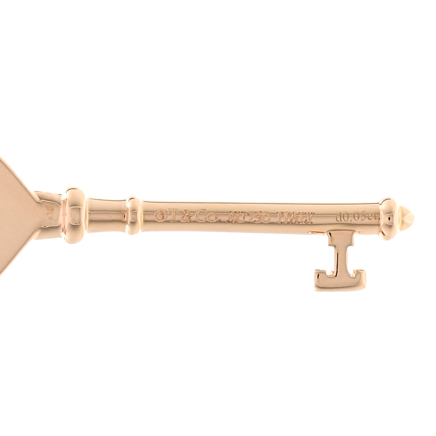 18K Rose Gold Diamond Heart Key Pendant Necklace