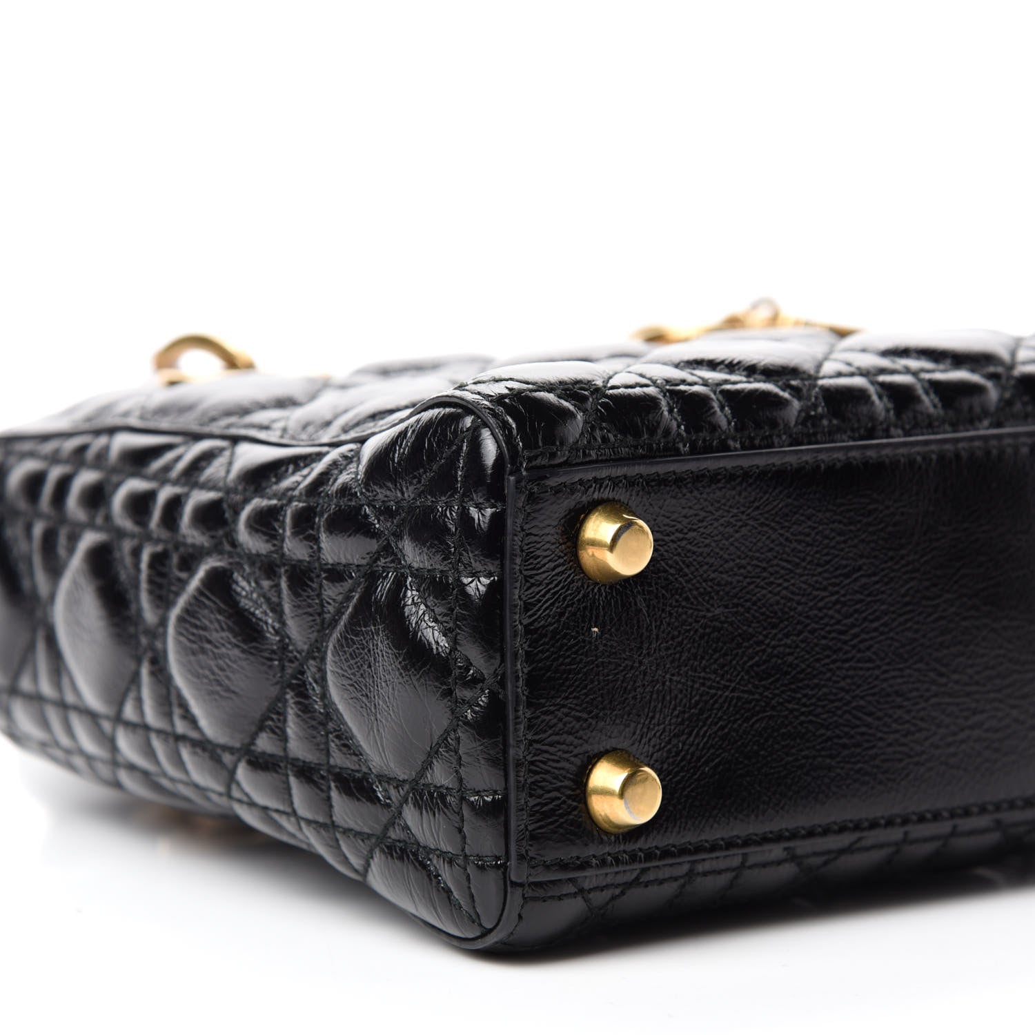Christian Dior Crinkled Patent Cannage Small Lucky Badges My Lady Dior Black 6 of 11