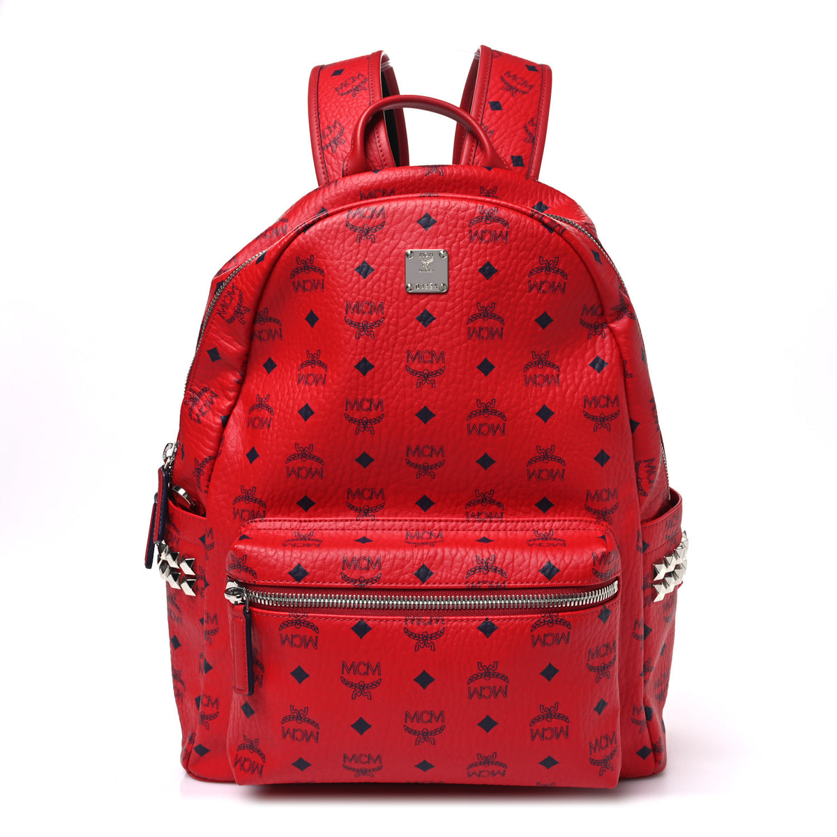 MCM Visetos Medium Side Studs Stark Backpack Ruby Red 1 of 10