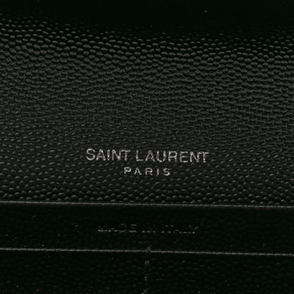 Saint Laurent Grain De Poudre Matelasse Chevron Monogram Flap Wallet Black 6 of 7