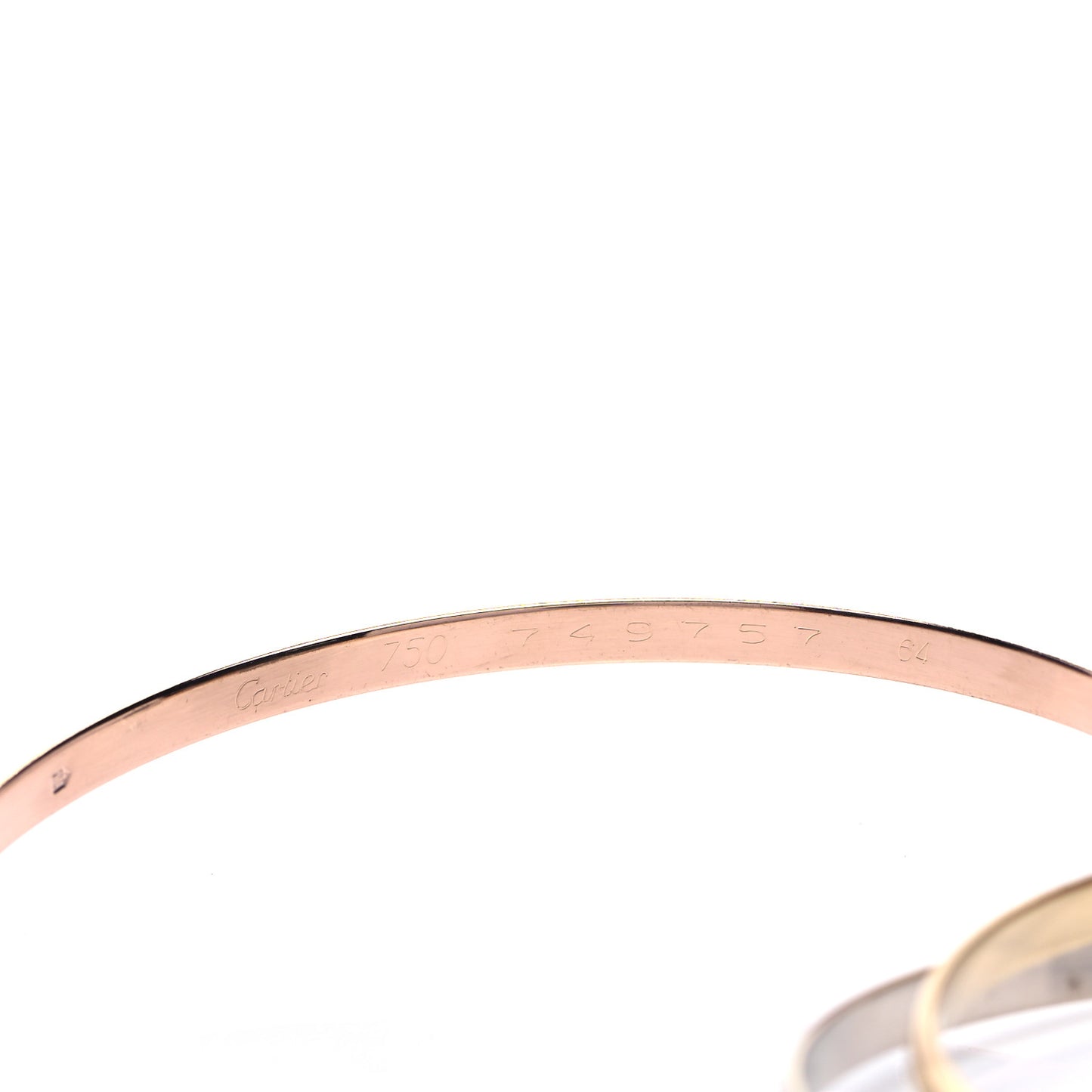 18K Pink Yellow White Gold Trinity Bangle Bracelet 64