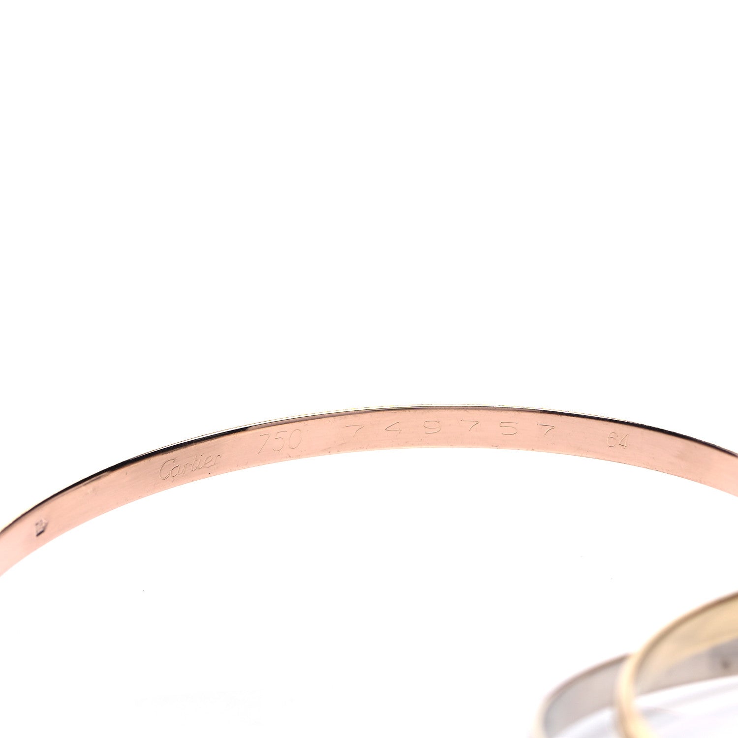 Cartier 18K Pink Yellow White Gold Trinity Bangle Bracelet 64 5 of 5