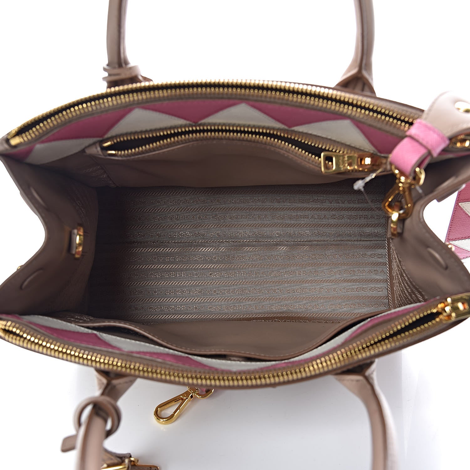 Prada Saffiano City Calfskin Greche Medium Paradigme Bag Cammeo Begonia 5 of 13
