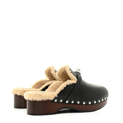 Hermes Calfskin Wool Carlotta Mules 35 Black 4 of 8