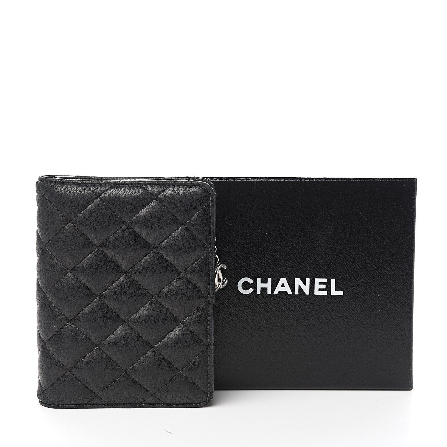 Chanel Lambskin Quilted Zip Around Coin Purse Wallet Black 10 of 10