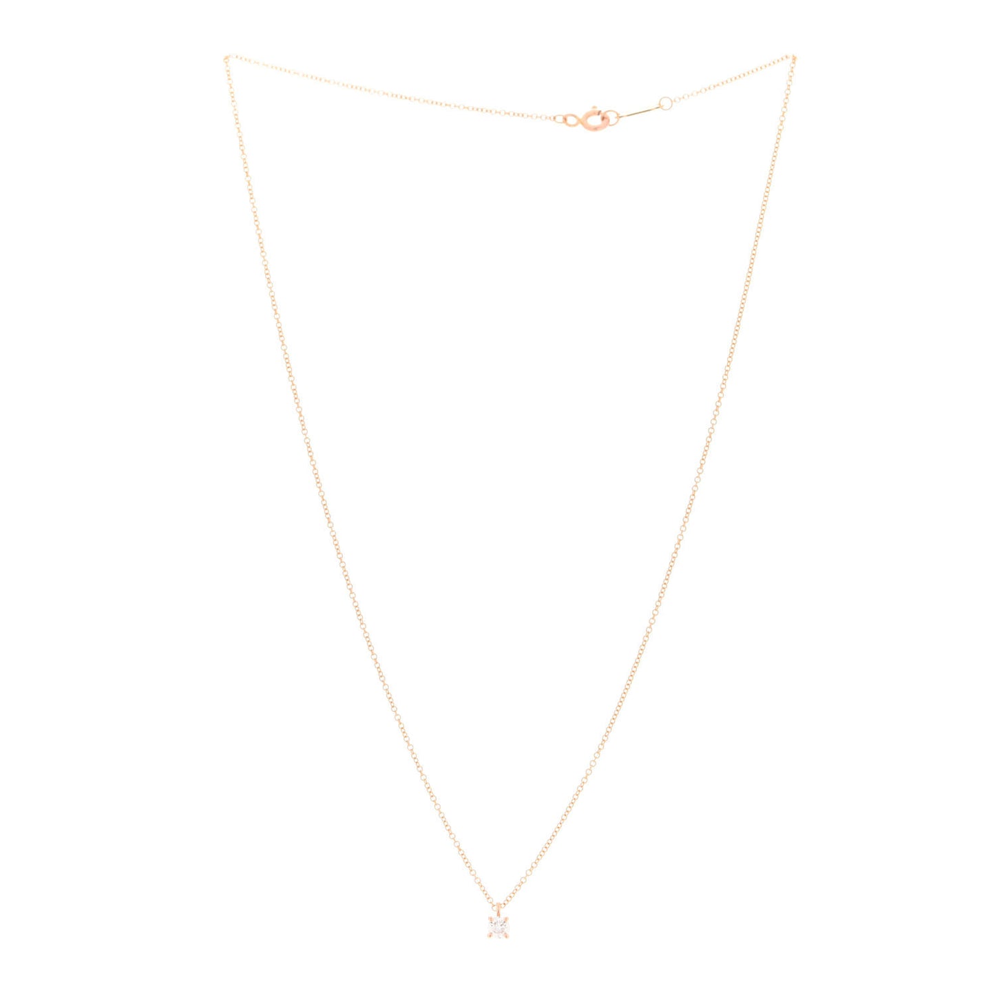 18K Rose Gold Diamond .18ct Solitaire Pendant Necklace