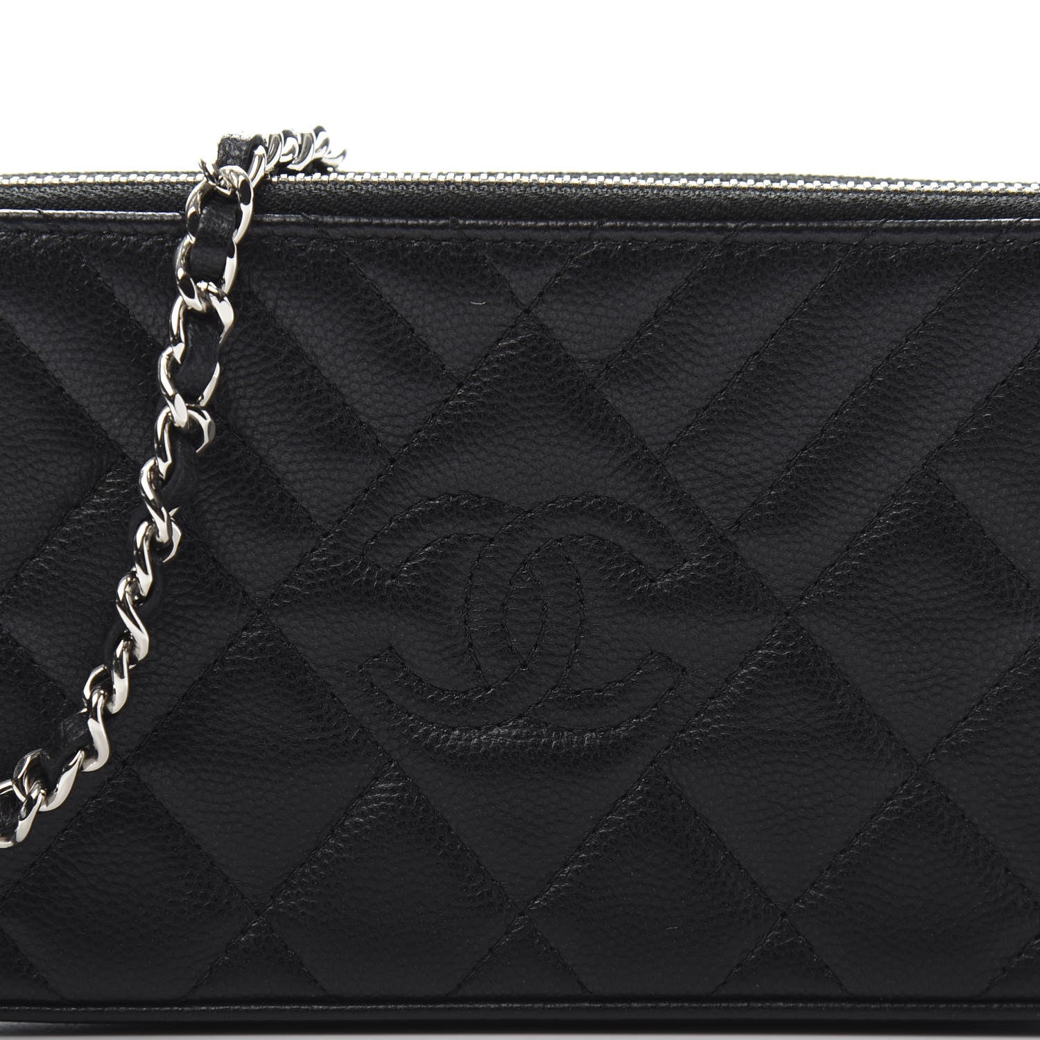 Chanel Caviar Quilted Diamond Small CC Duo Clutch With Chain Black 11 of 12