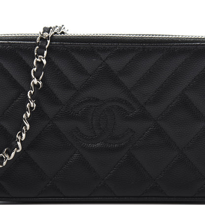 Chanel Caviar Quilted Diamond Small CC Duo Clutch With Chain Black 11 of 12