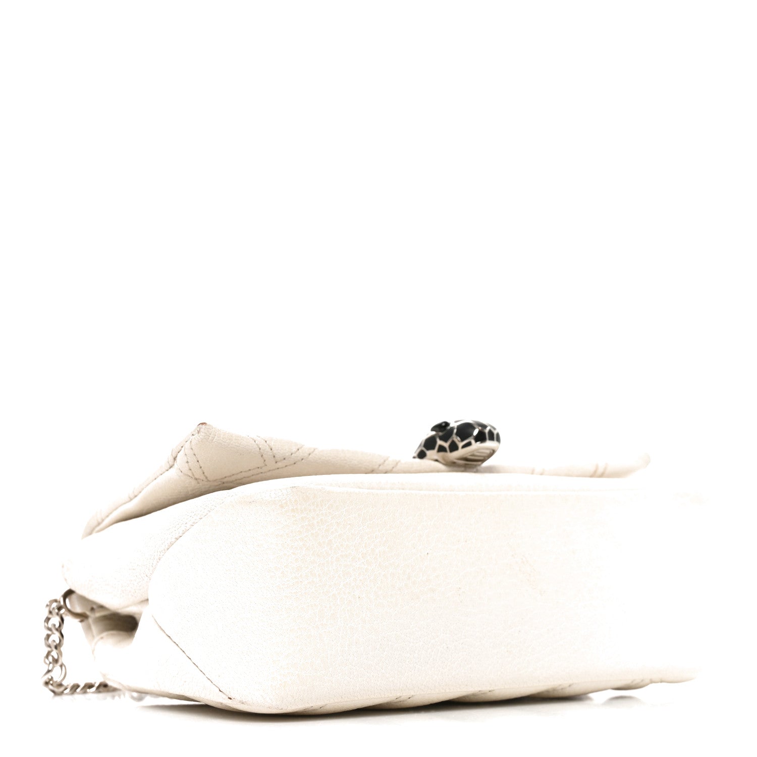 Bulgari Iridescent Calfskin Matelasse Serpenti Cabochon Shoulder Bag White 4 of 11