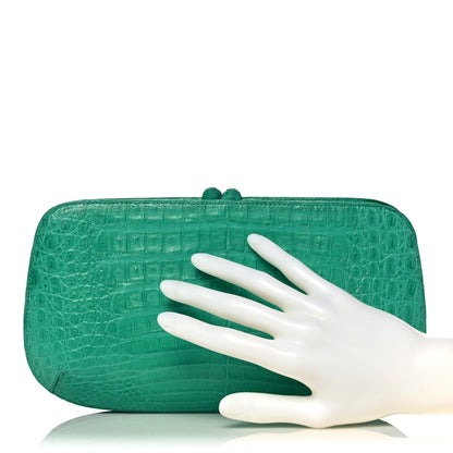 Nancy Gonzalez Crocodile Kisslock Clutch Green 2 of 14