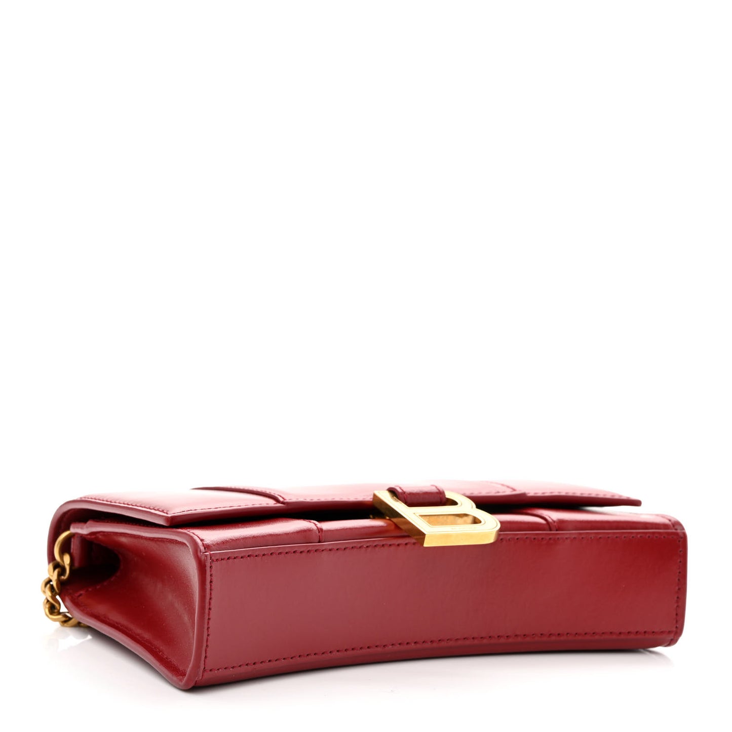Shiny Box Calfskin Hourglass Chain Bag Bright Red