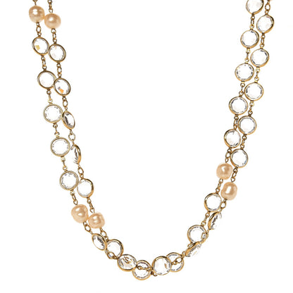 Chanel Crystal Pearl Sautoir Long Necklace Gold 4 of 5