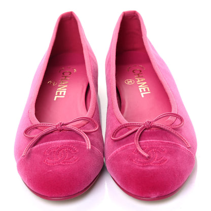 Chanel Velvet Cap Toe Ballerina Flats 38 Pink 6 of 7