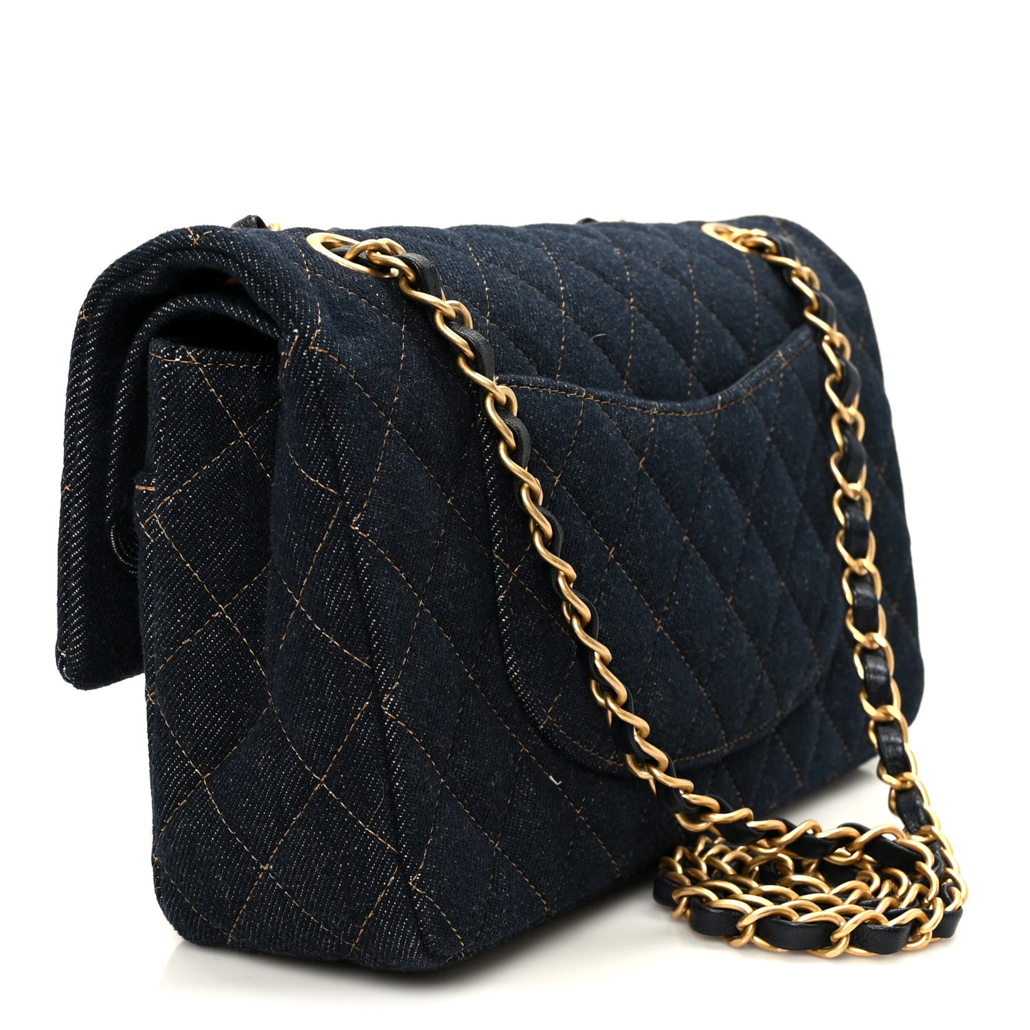 Chanel Denim Quilted Medium Double Flap Dark Blue 3 of 11