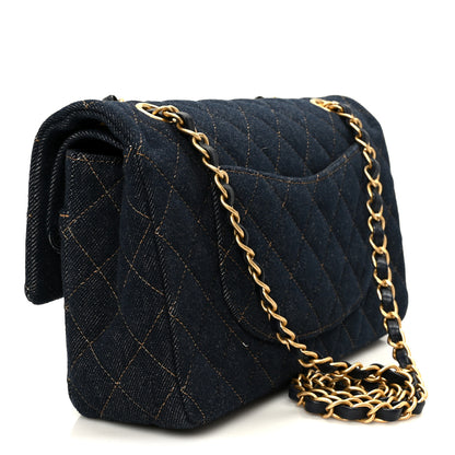Chanel Denim Quilted Medium Double Flap Dark Blue 3 of 11