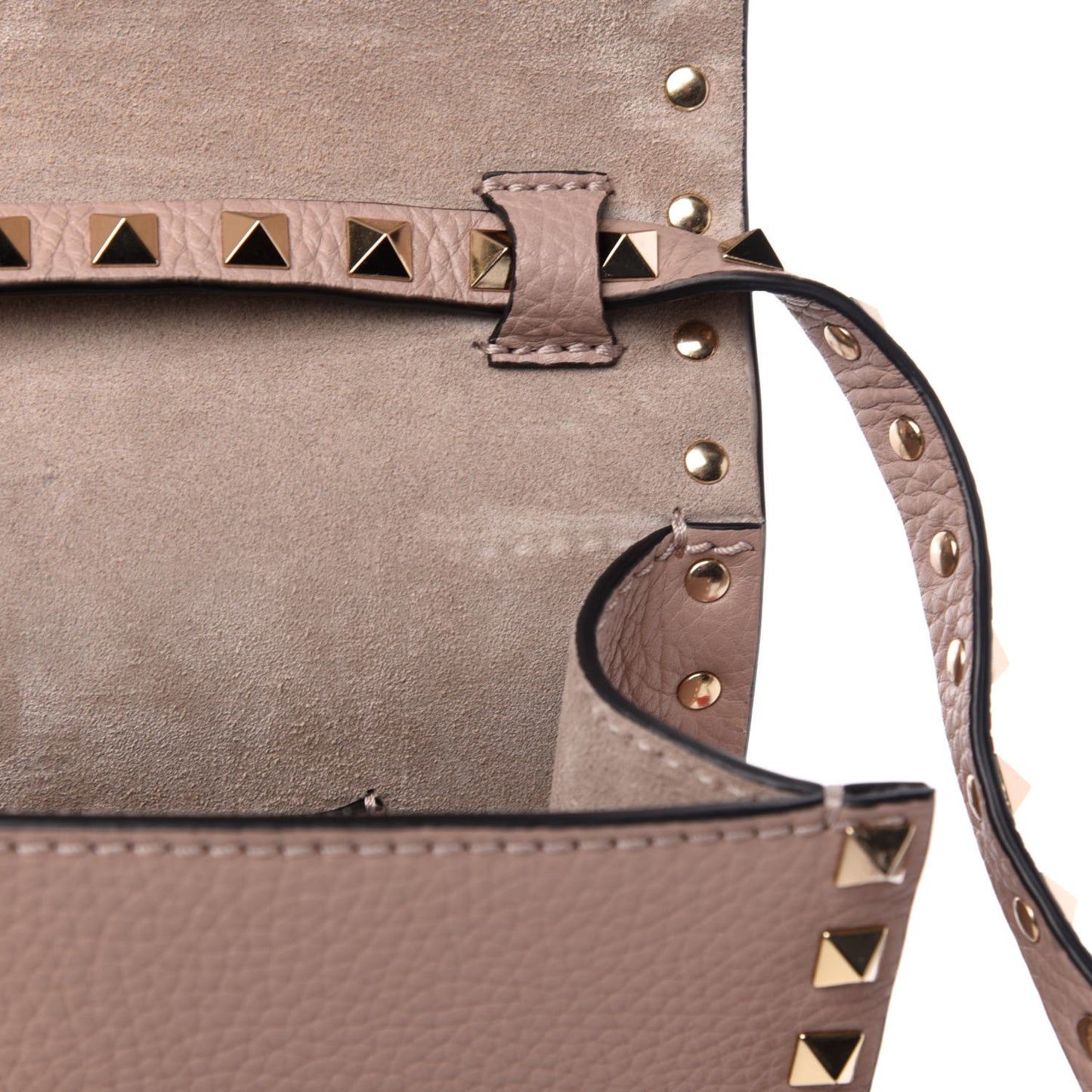 Pebbled Calfskin Medium Rockstud Flip Lock Crossbody Bag Poudre
