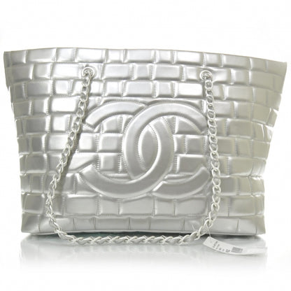 Chanel Vinyl Quilted Large Frozen Tote Silver 1 of 11