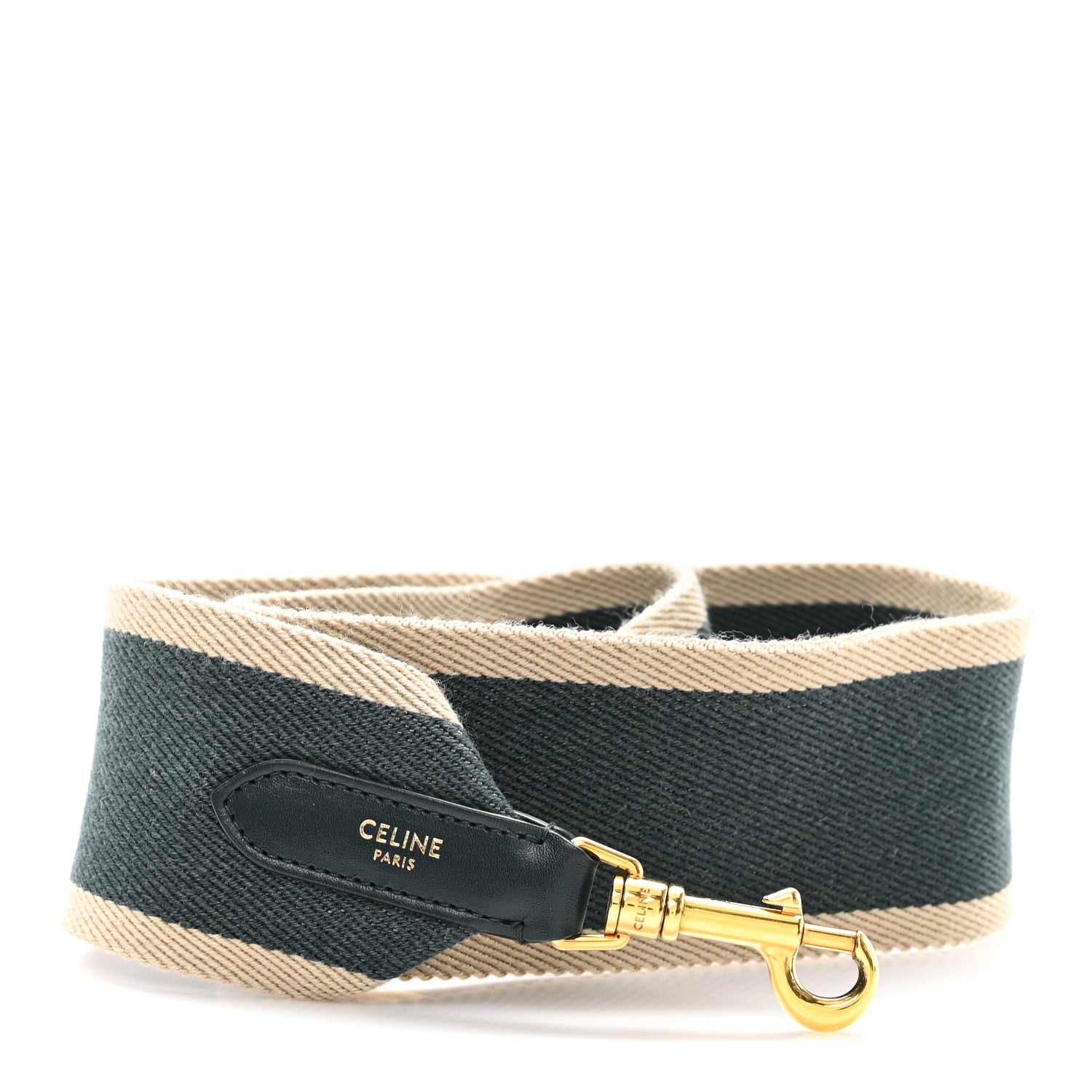 Celine Jacquard Wool Logo Short Strap Green Natural 1 of 4