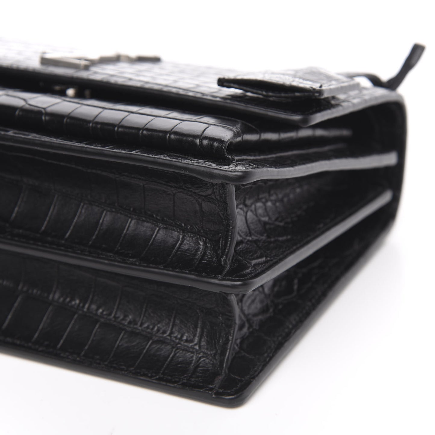 Calfskin Crocodile Embossed Medium Monogram Sunset Black