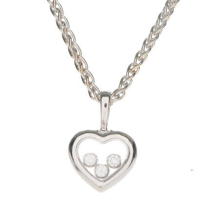 Chopard 18K White Gold 3 Happy Diamonds Icons Heart Pendant Necklace 3 of 8