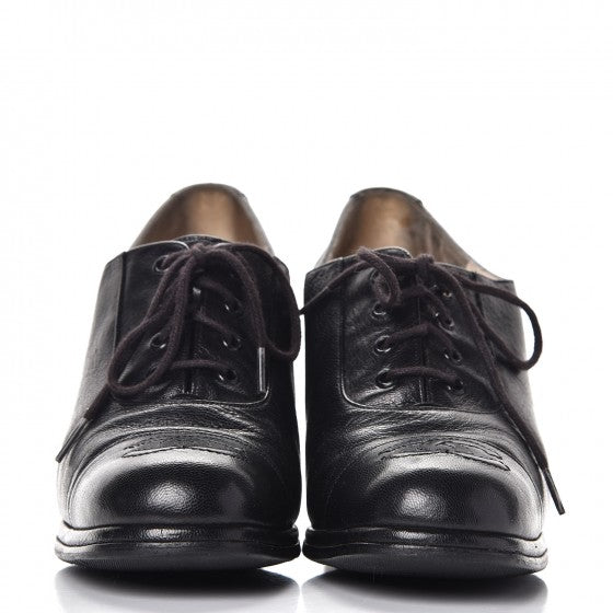 Chanel Calfskin CC Cap Toe Lace Up Oxfords 37 Black 2 of 13