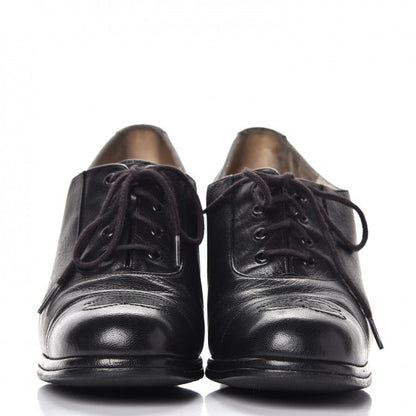 Chanel Calfskin CC Cap Toe Lace Up Oxfords 37 Black 2 of 13
