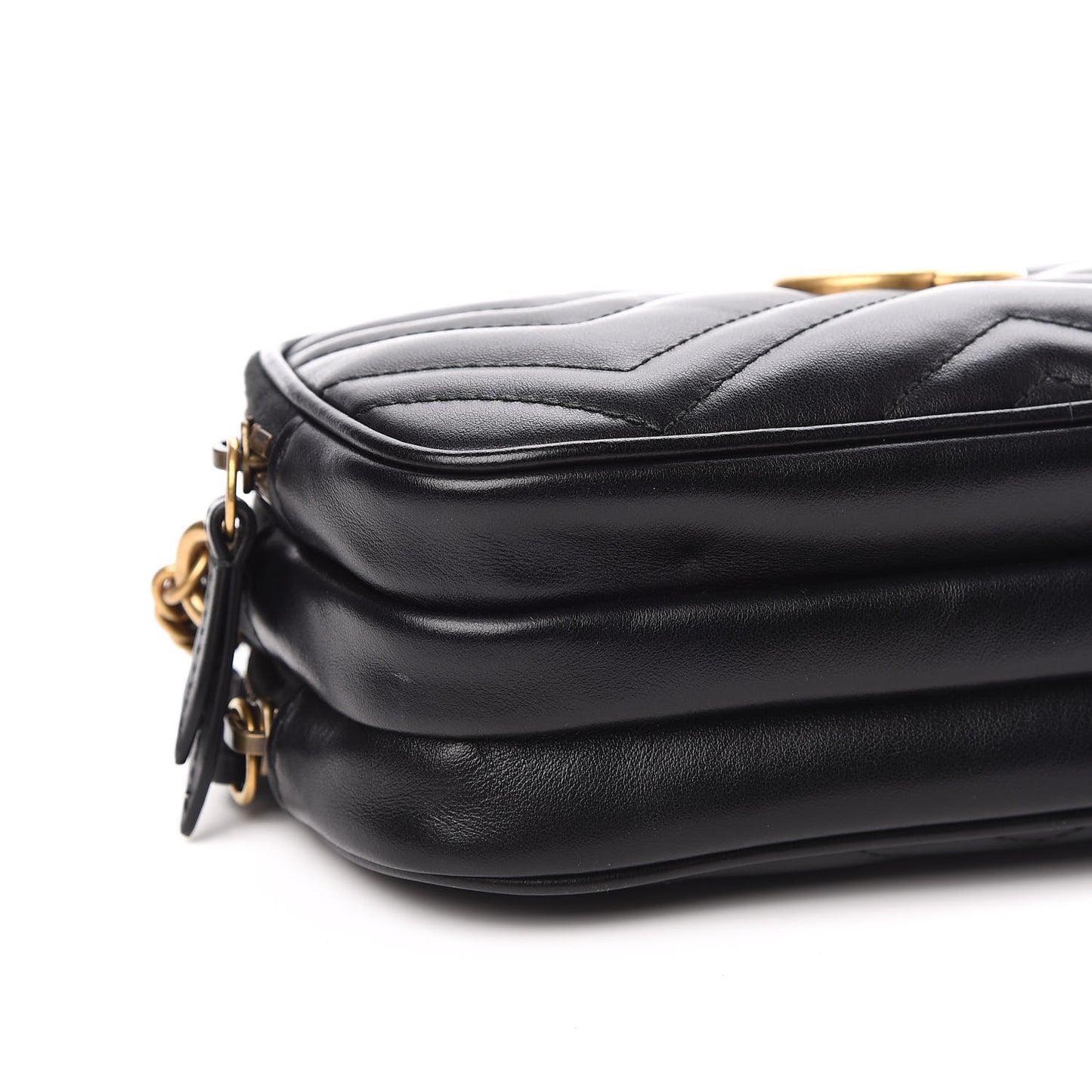 Calfskin Matelasse Mini GG Marmont Chain Crossbody Bag Black