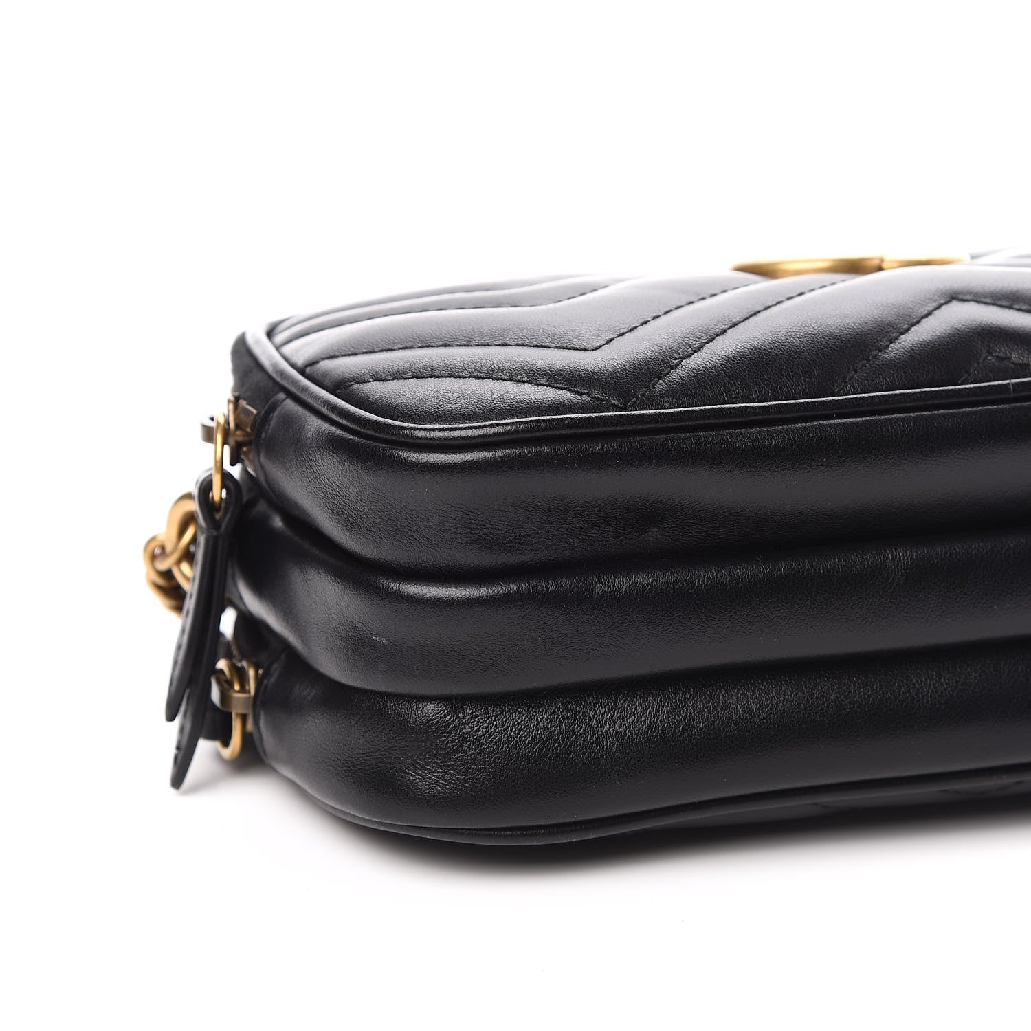 Gucci Calfskin Matelasse Mini GG Marmont Chain Crossbody Bag Black 10 of 13
