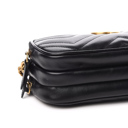 Gucci Calfskin Matelasse Mini GG Marmont Chain Crossbody Bag Black 10 of 13