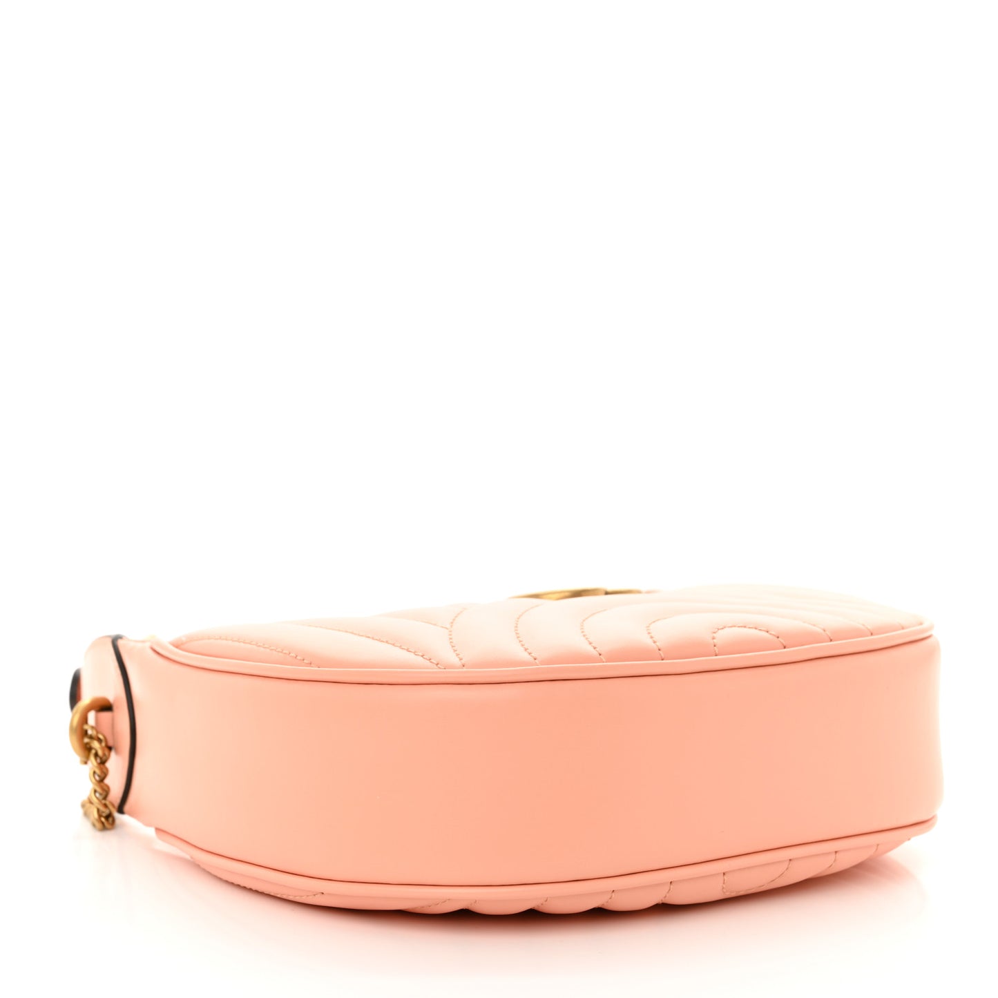 Calfskin Matelasse Chevron Mini GG Marmont Half Moon Hobo Peachy Chic