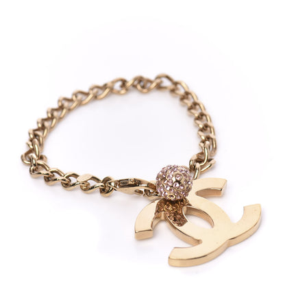 Chanel Crystal Bead Chain CC Bracelet Gold Pink 1 of 7