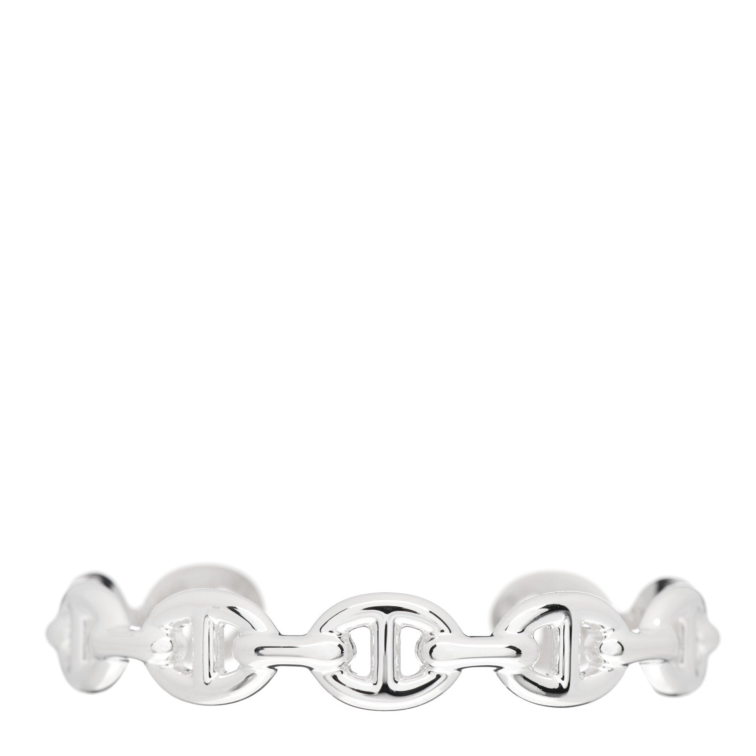 Hermes Sterling Silver MM Chaine d'Ancre Enchainee Cuff Bracelet SH 1 of 5