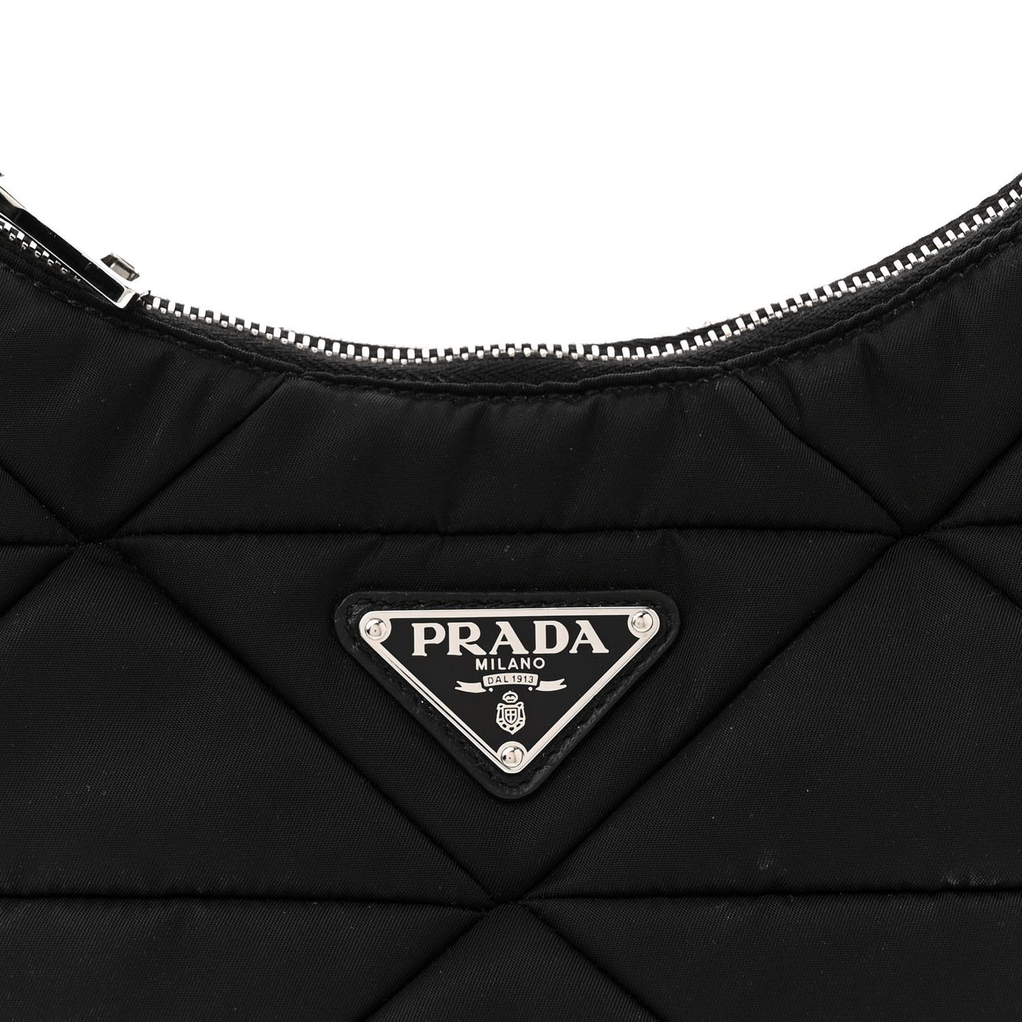 Re-Nylon Triangle Padded Patchwork Shoulder Bag Black