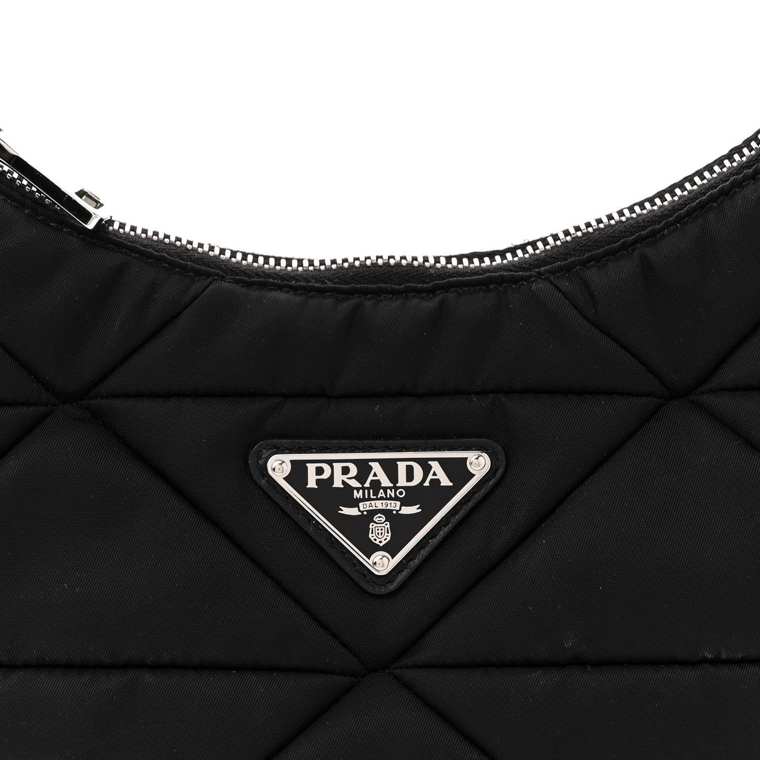 Prada Re-Nylon Triangle Padded Patchwork Shoulder Bag Black 7 of 9