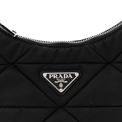 Prada Re-Nylon Triangle Padded Patchwork Shoulder Bag Black 7 of 9