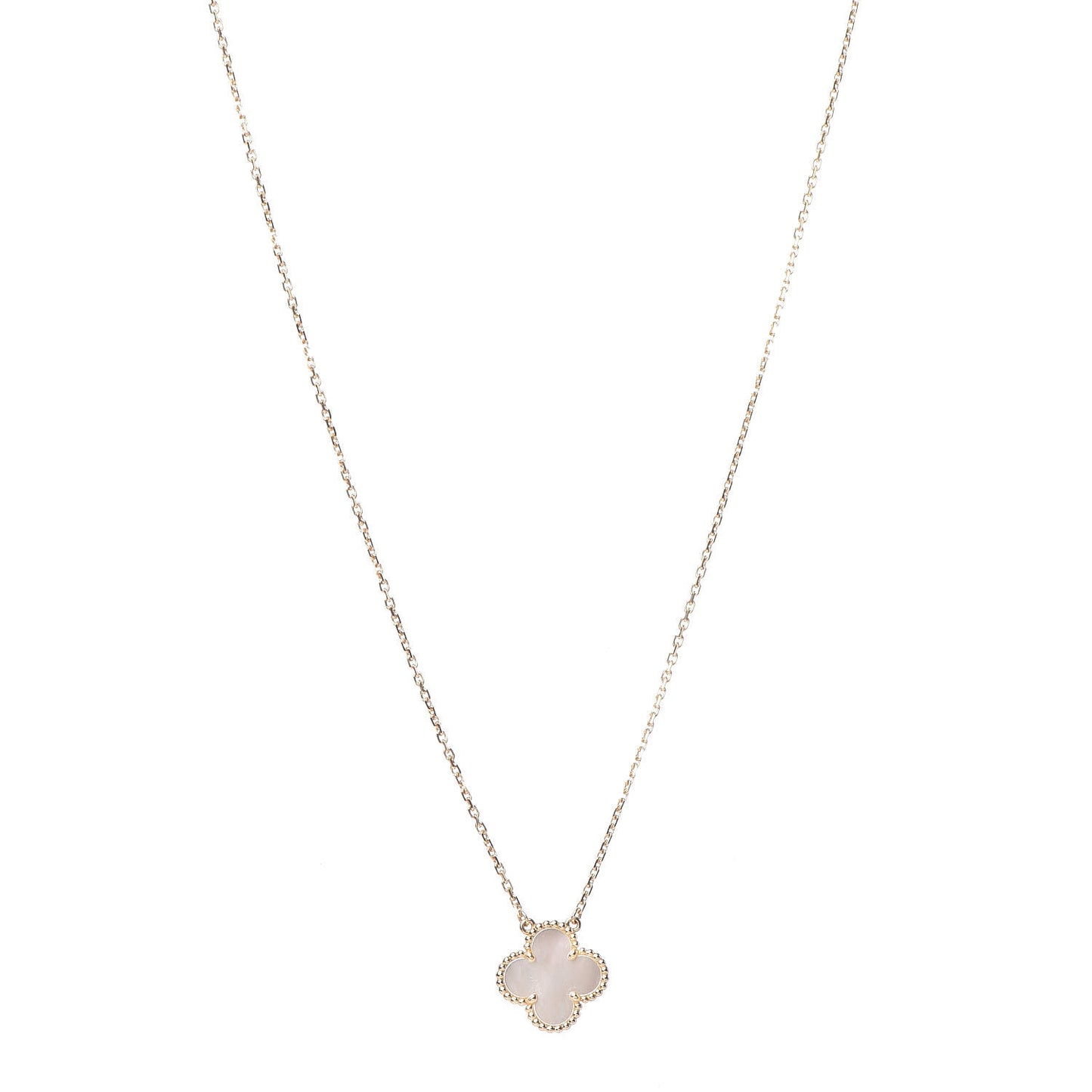 18K Yellow Gold Mother of Pearl Vintage Alhambra Pendant Necklace