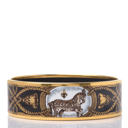 Hermes Enamel Printed Wide Grand Apparat Bracelet 70 Black 3 of 5