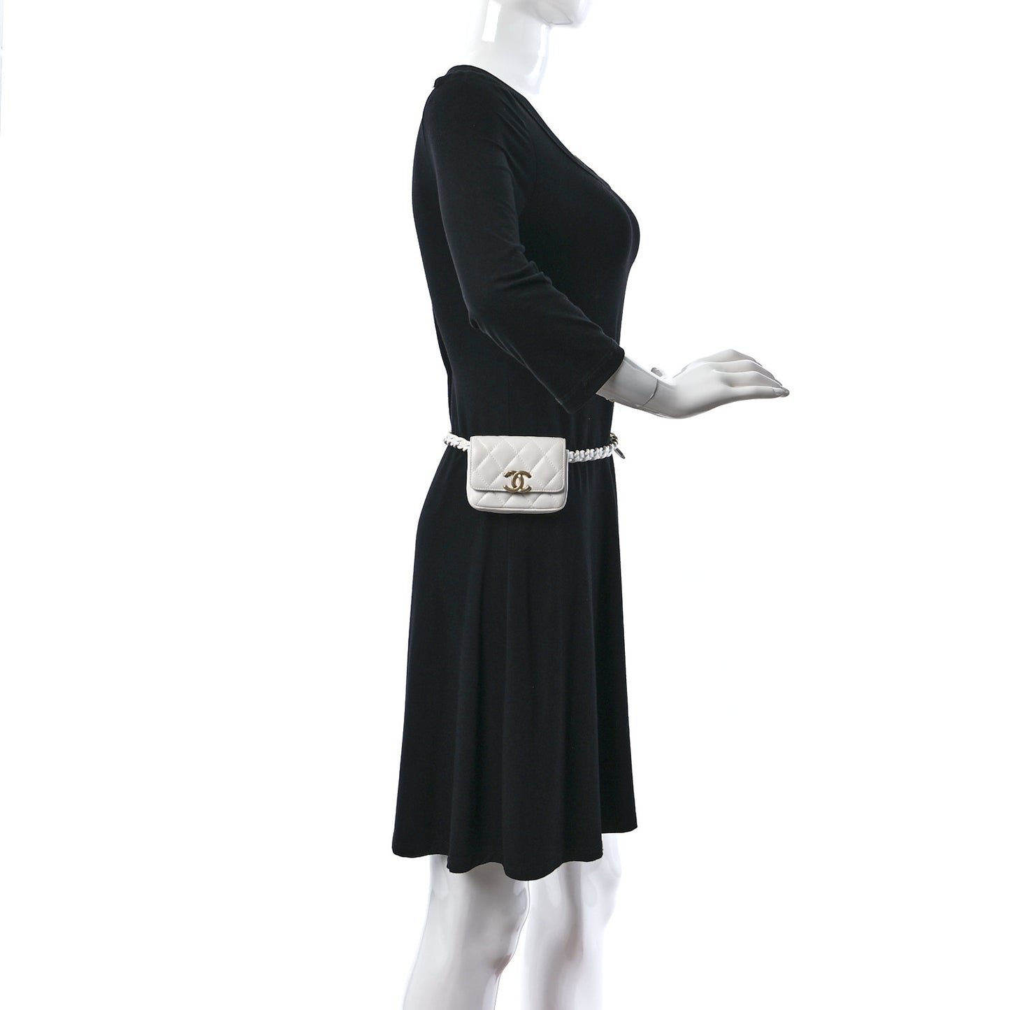 Lambskin Lacquered Metal Quilted Flap Chain Belt Bag White