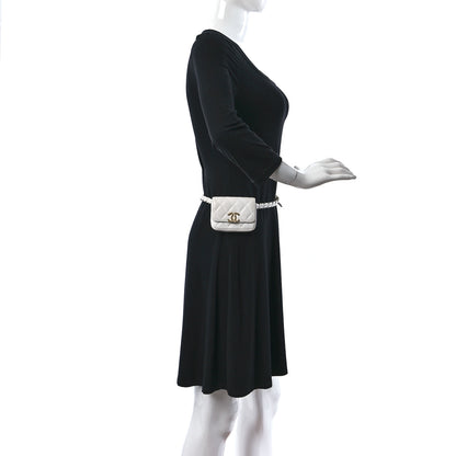 Chanel Lambskin Lacquered Metal Quilted Flap Chain Belt Bag White 2 of 17