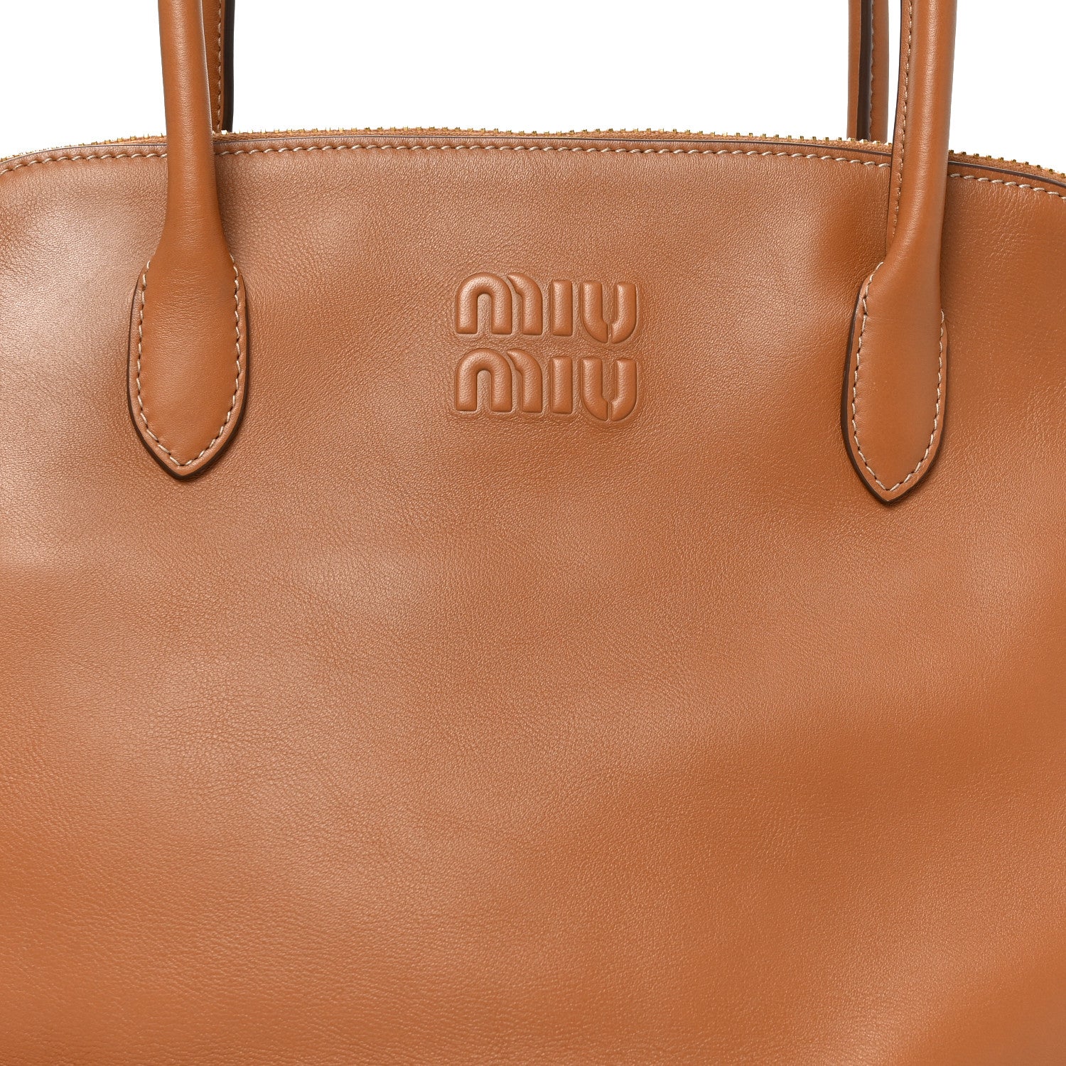 Miu Miu Soft Calf Top Handle Shoulder Bag Cognac 8 of 10