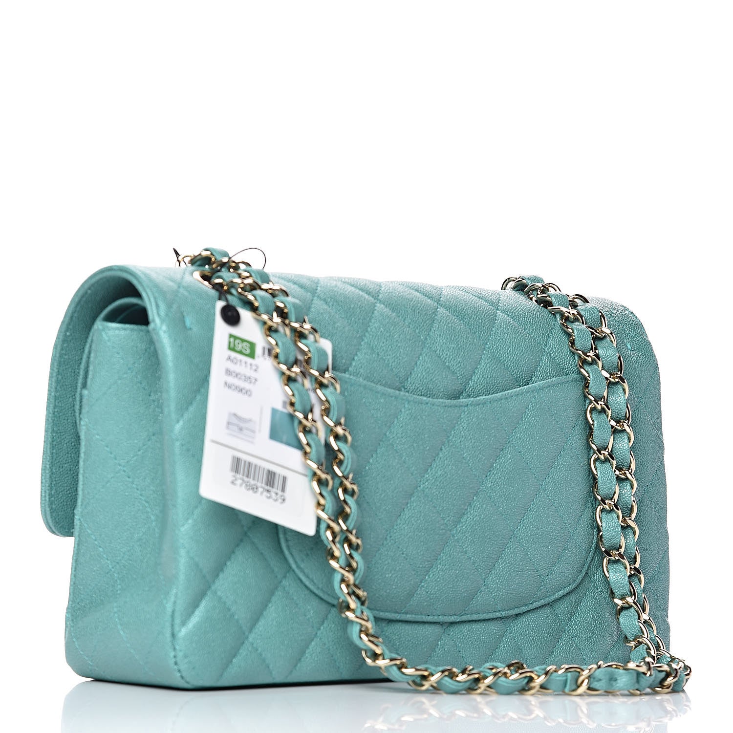 Chanel Iridescent Caviar Quilted Medium Double Flap Green 3 of 11