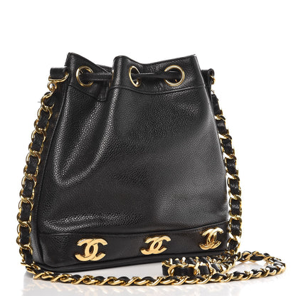 Chanel Caviar CC Drawstring Shoulder Bag Black 3 of 10