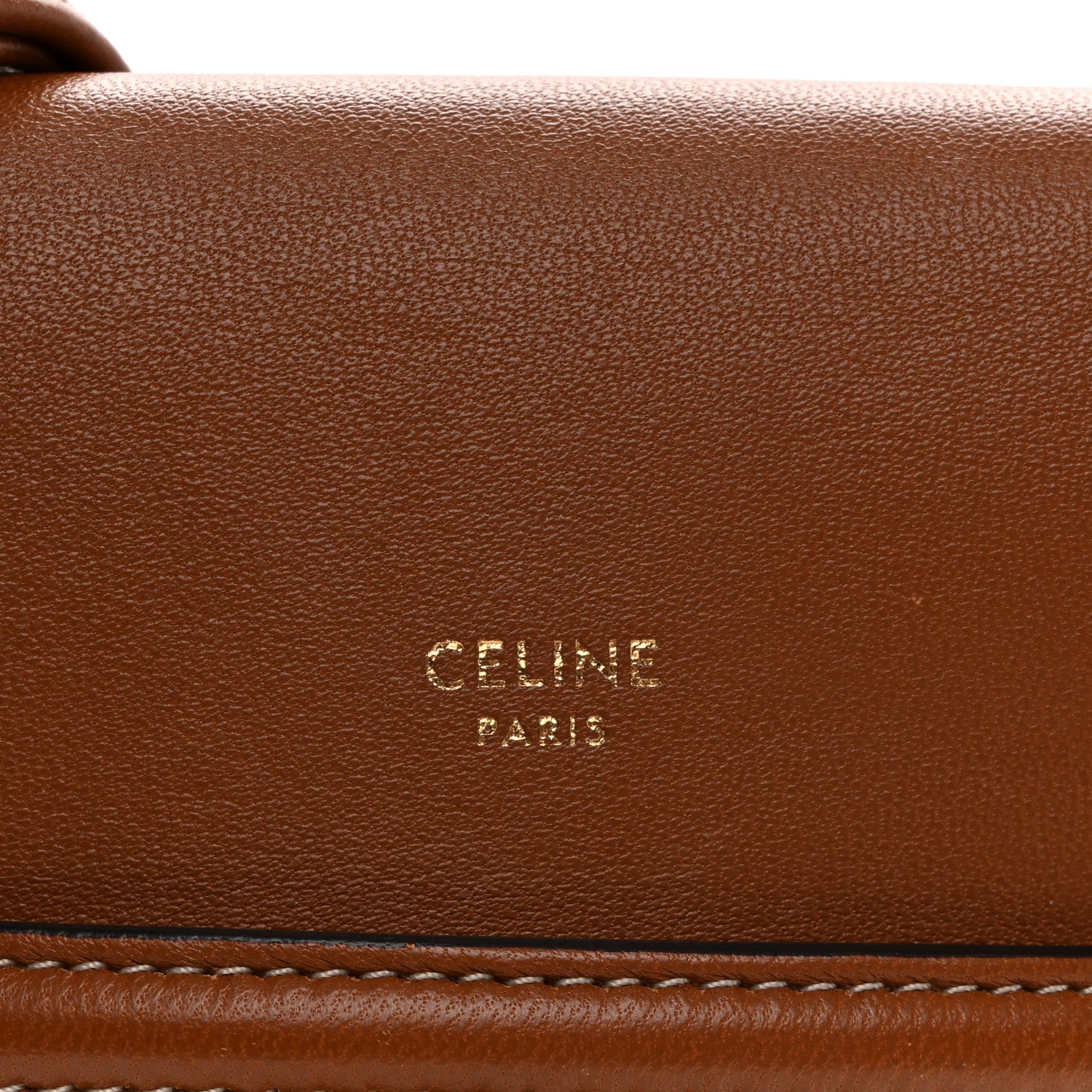 Celine Triomphe Canvas Lambskin Phone Pouch With Flap Tan 7 of 9
