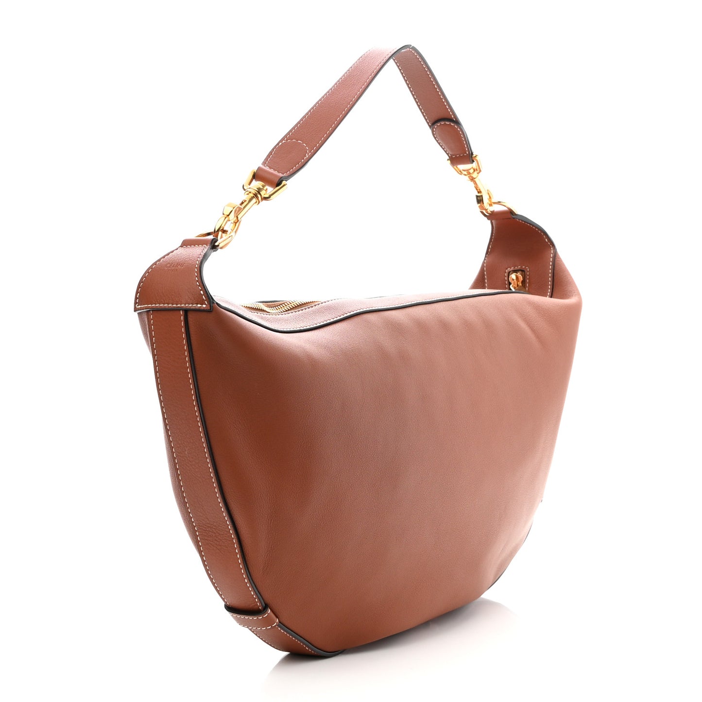 Supple Calfskin Medium Strap Leandre Shoulder Bag Brown